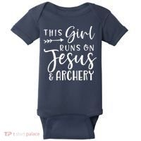 This Girl Runs On Jesus And Archery Baby Bodysuit thumb 0