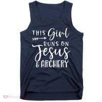 This Girl Runs On Jesus And Archery Tank Top thumb 0