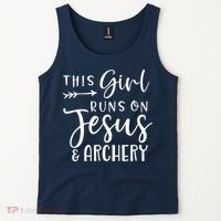 This Girl Runs On Jesus And Archery Tank Top thumb 2