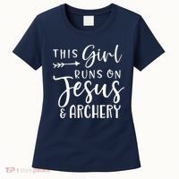 This Girl Runs On Jesus And Archery Women's T-Shirt thumb 0