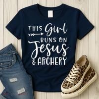 This Girl Runs On Jesus And Archery Women's T-Shirt thumb 3