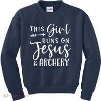 This Girl Runs On Jesus And Archery Kids Sweatshirt thumb 0