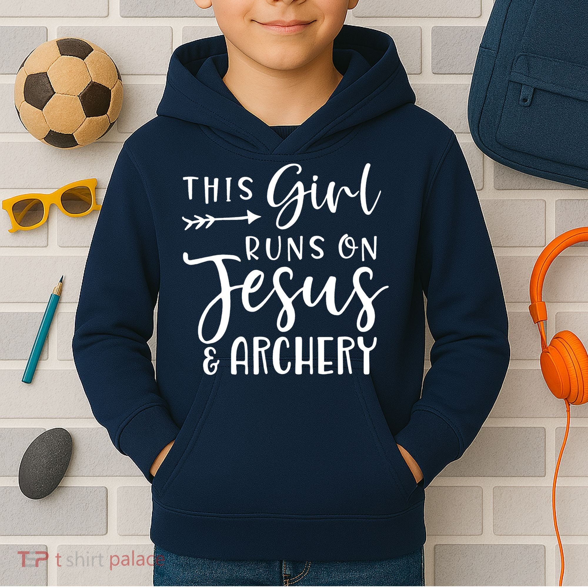 This Girl Runs On Jesus And Archery Kids Hoodie