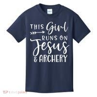 This Girl Runs On Jesus And Archery Kids T-Shirt thumb 0