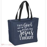 This Girl Runs On Jesus And Archery Tote Bag thumb 2