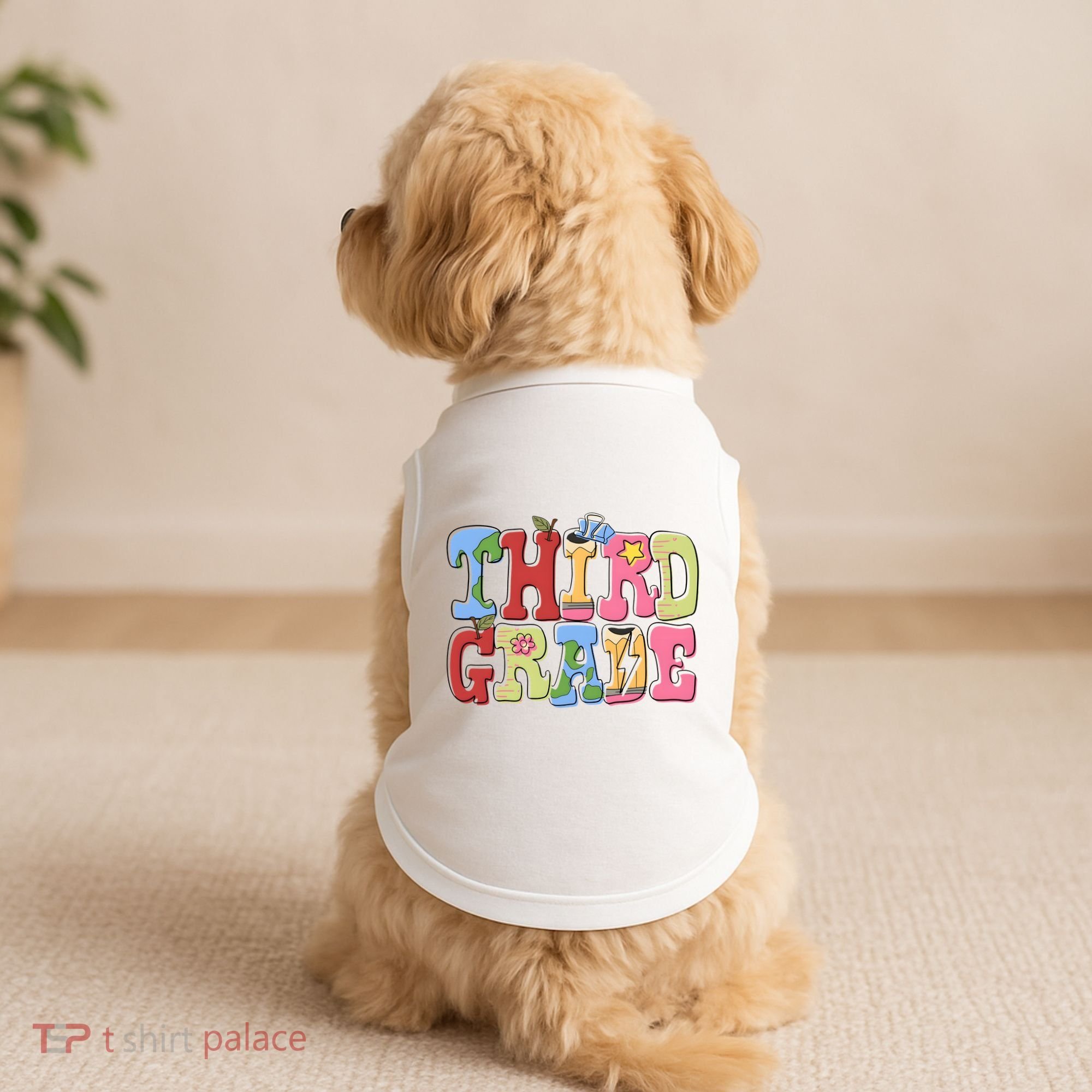 Third Grade Retro Back To School Doggie Tank