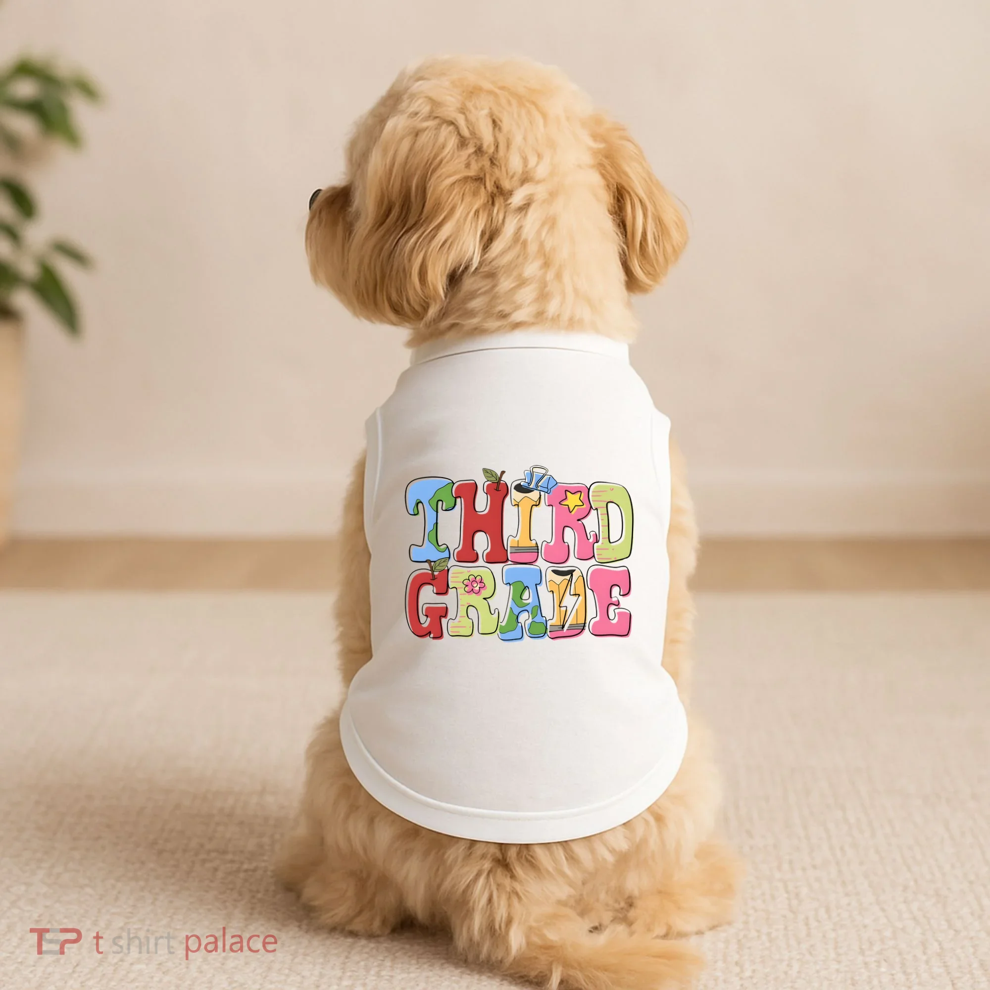 Third Grade Retro Back To School Doggie Tank
