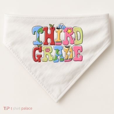Third Grade Retro Back To School USA-Made Doggie Bandana