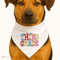 Third Grade Retro Back To School USA-Made Doggie Bandana thumb 1