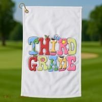 Third Grade Retro Back To School Golf Towel thumb 1