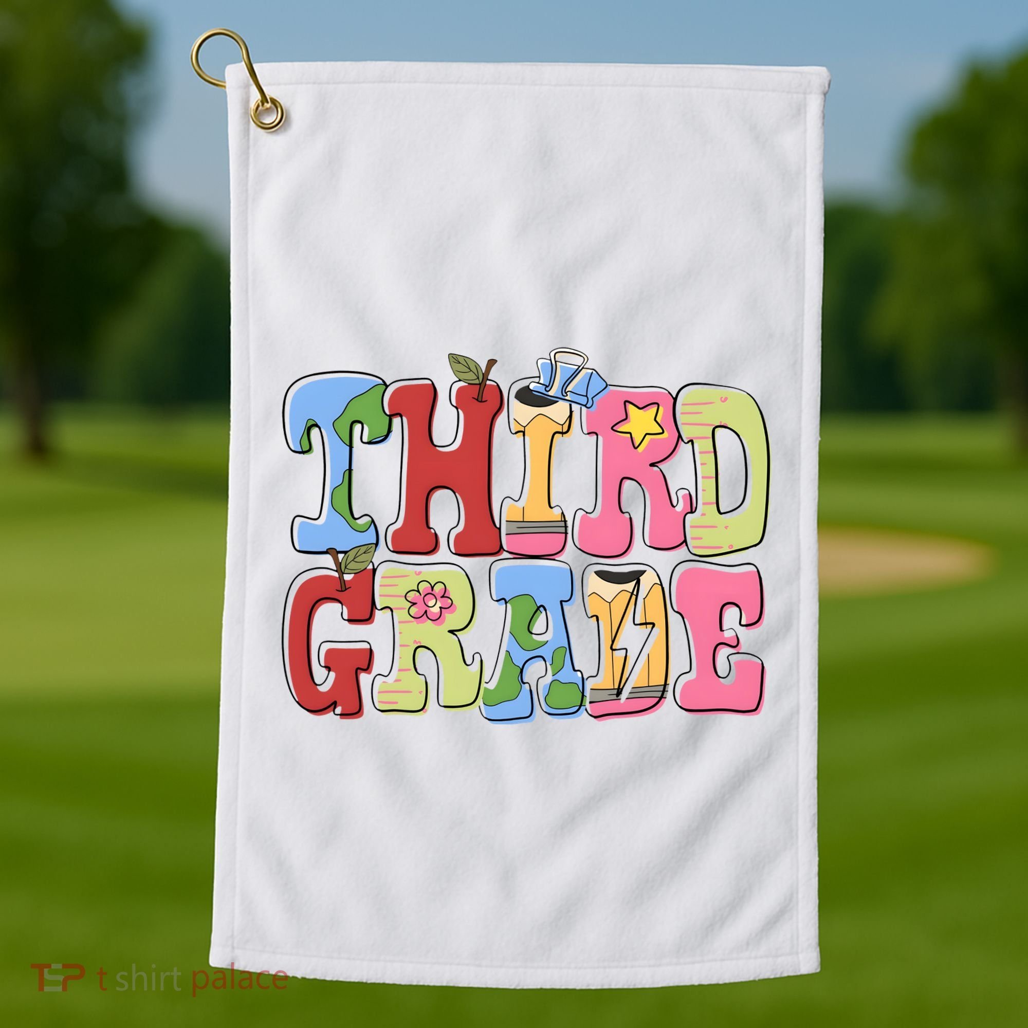 Third Grade Retro Back To School Golf Towel