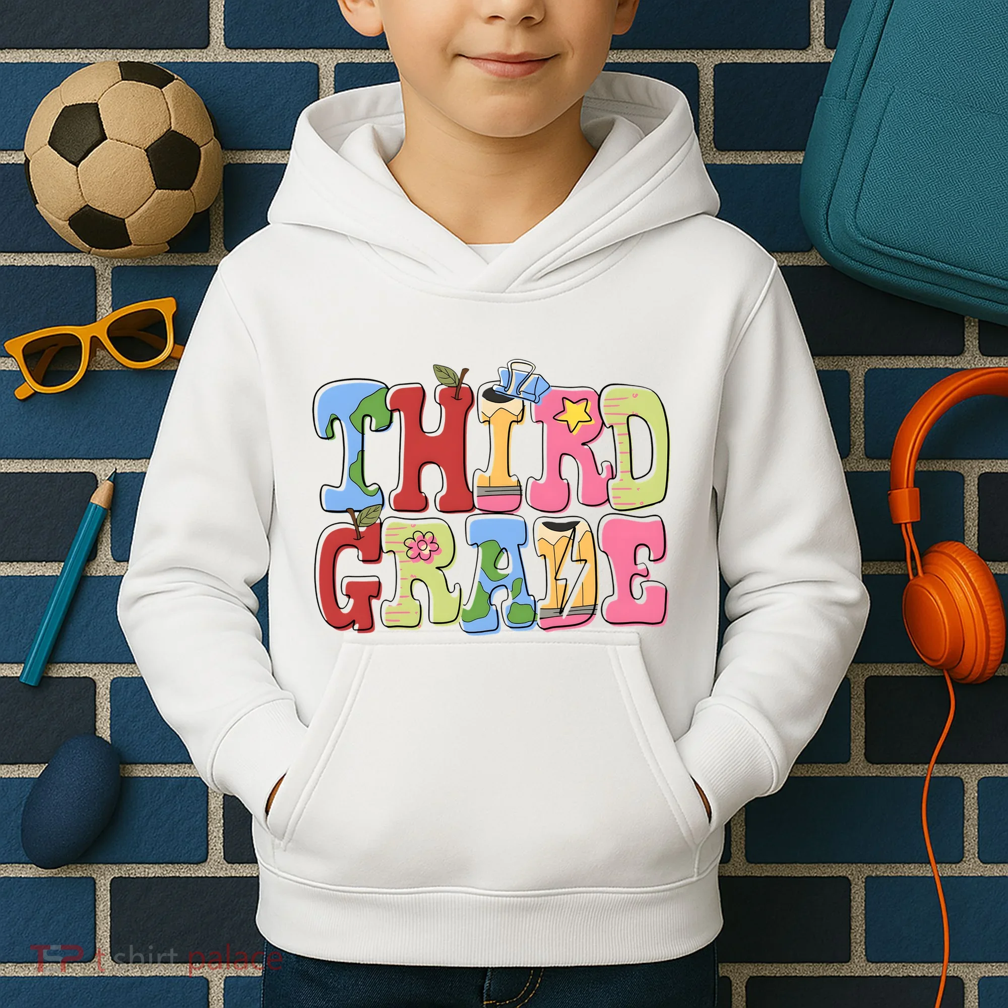 Third Grade Retro Back To School Kids Hoodie