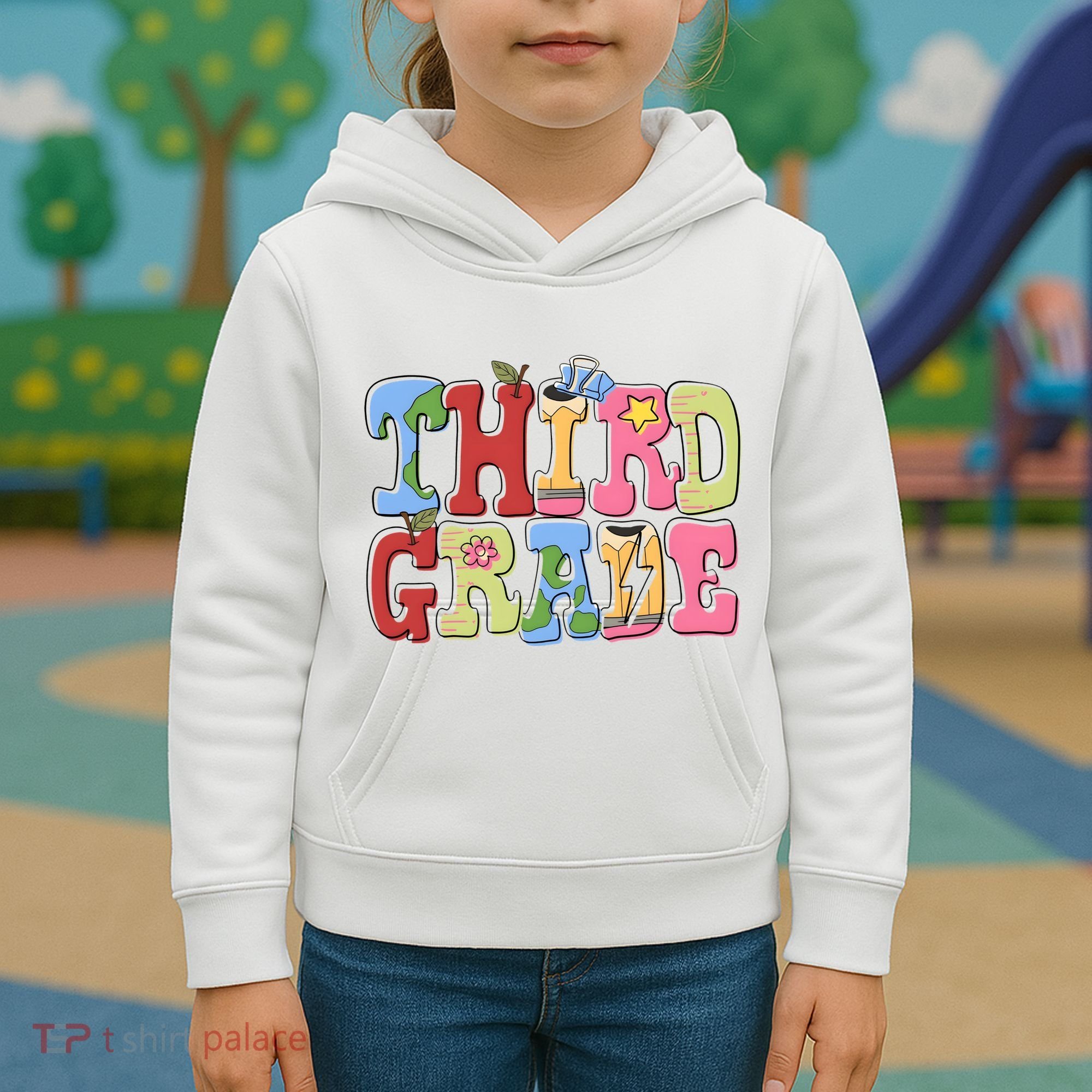 Third Grade Retro Back To School Kids Hoodie