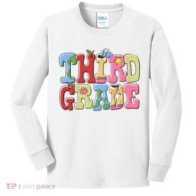 Third Grade Retro Back To School Kids Long Sleeve Shirt