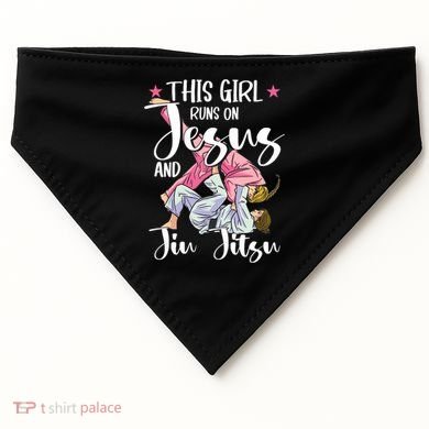 This Girl Runs On Jesus And Jiu Jitsu USA-Made Doggie Bandana