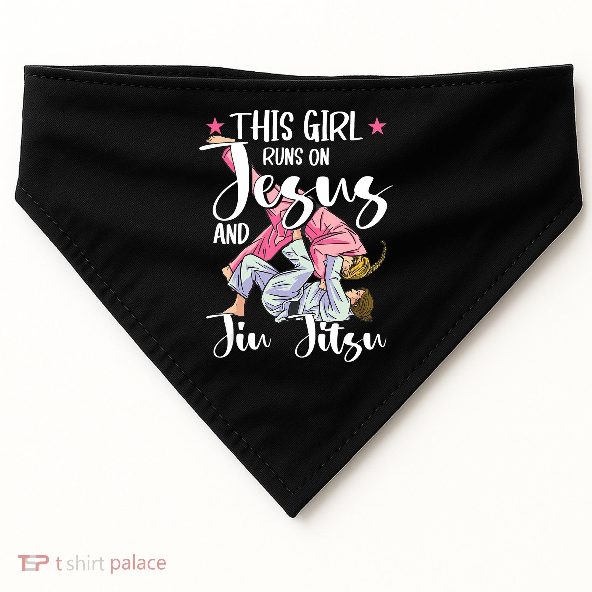 This Girl Runs On Jesus And Jiu Jitsu USA-Made Doggie Bandana