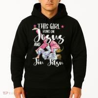 This Girl Runs On Jesus And Jiu Jitsu Hoodie thumb 2