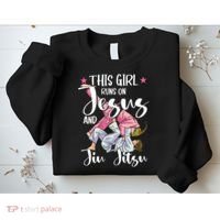 This Girl Runs On Jesus And Jiu Jitsu Sweatshirt thumb 2