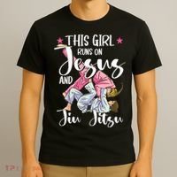 This Girl Runs On Jesus And Jiu Jitsu T-Shirt thumb 3