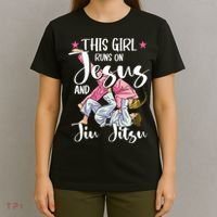 This Girl Runs On Jesus And Jiu Jitsu T-Shirt thumb 4
