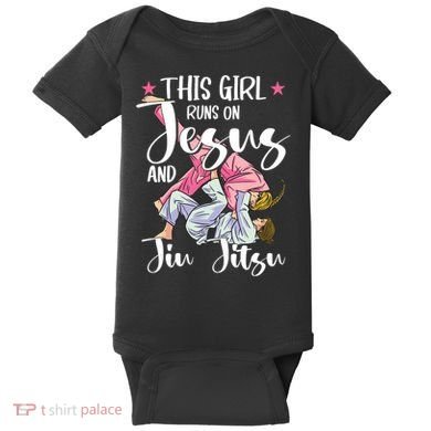 This Girl Runs On Jesus And Jiu Jitsu Baby Bodysuit