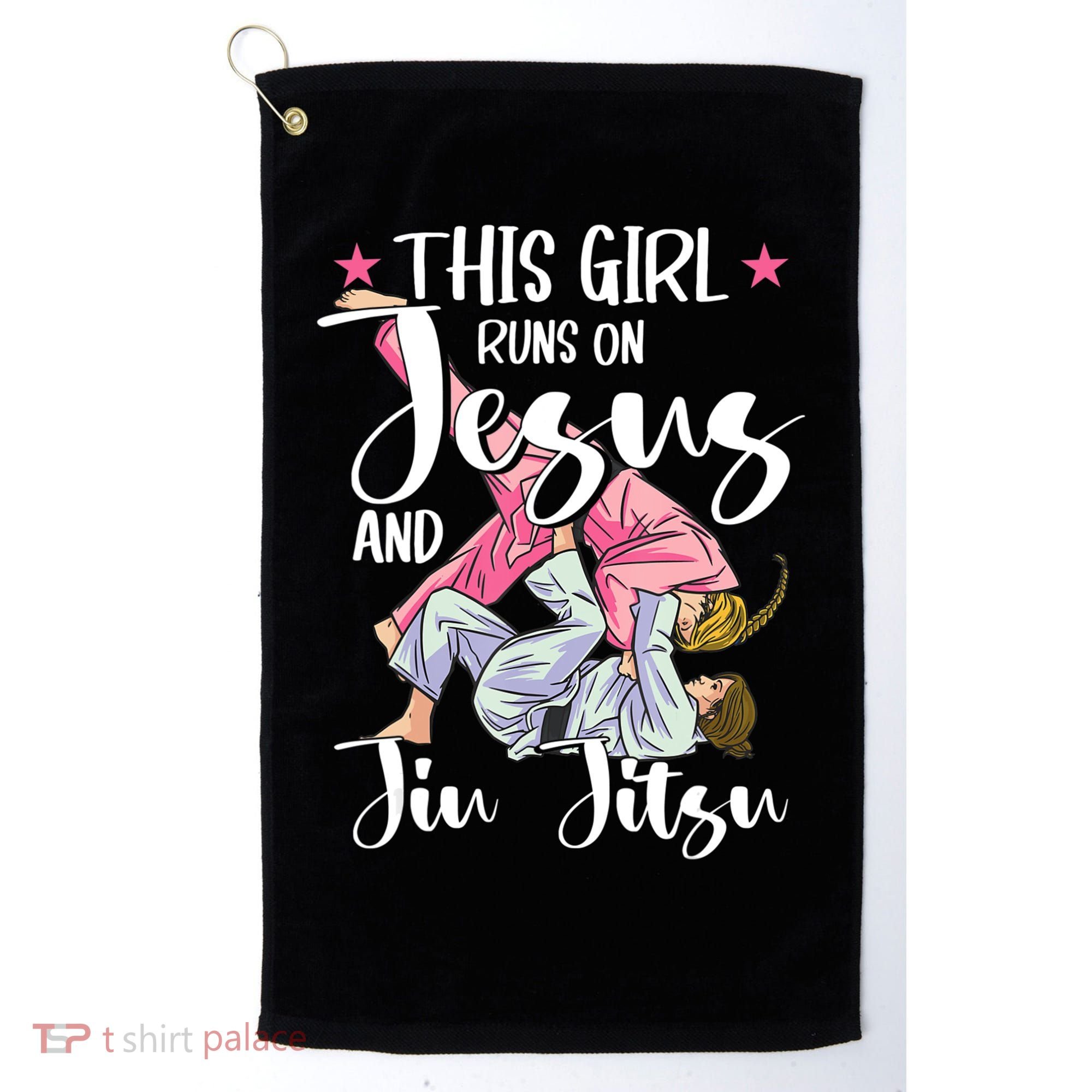 This Girl Runs On Jesus And Jiu Jitsu Golf Towel
