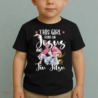This Girl Runs On Jesus And Jiu Jitsu Toddler T-Shirt thumb 2