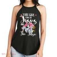 This Girl Runs On Jesus And Jiu Jitsu Women's Perfect Tri Rocker Tank thumb 2