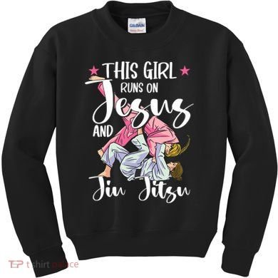 This Girl Runs On Jesus And Jiu Jitsu Kids Sweatshirt