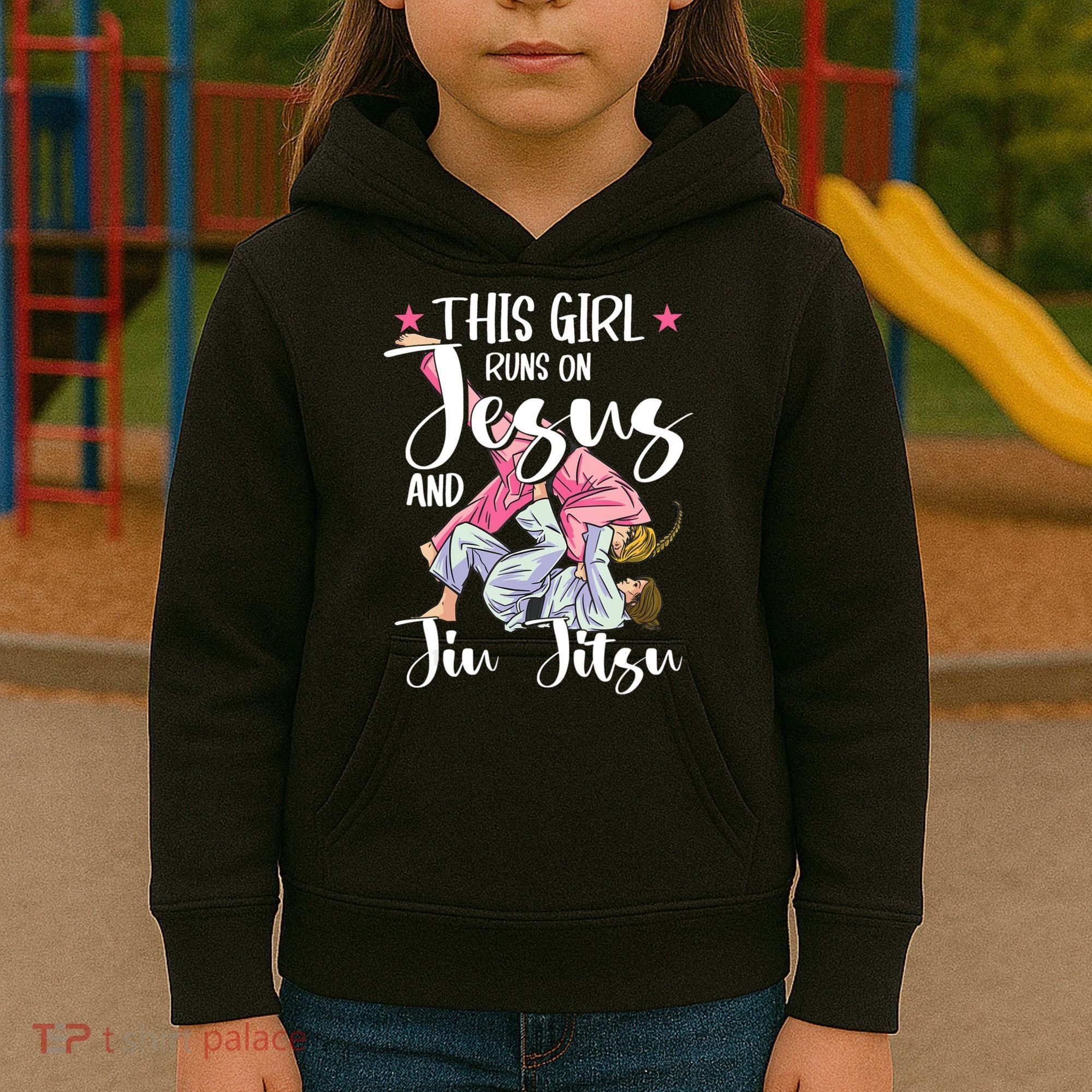 This Girl Runs On Jesus And Jiu Jitsu Kids Hoodie