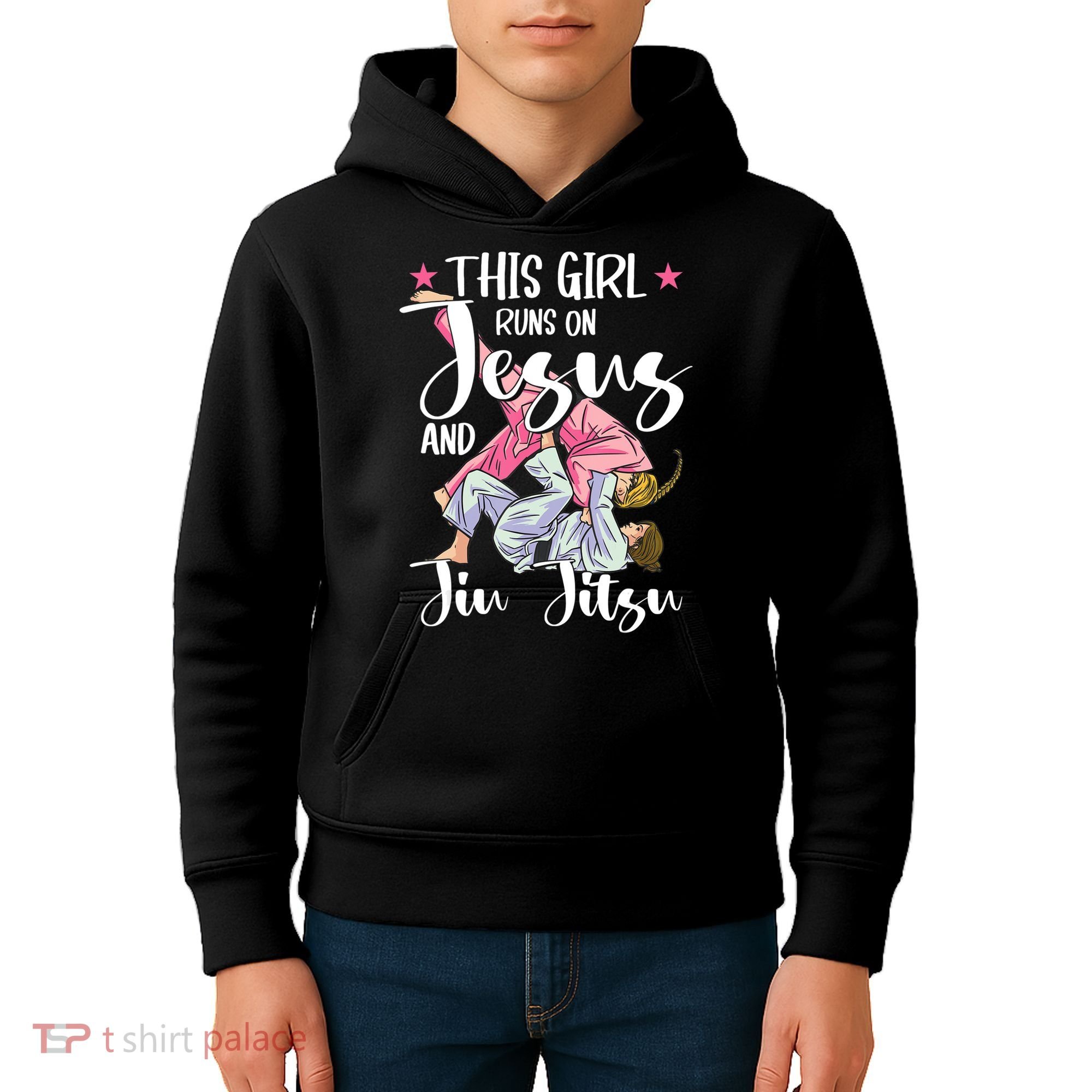 This Girl Runs On Jesus And Jiu Jitsu Kids Hoodie