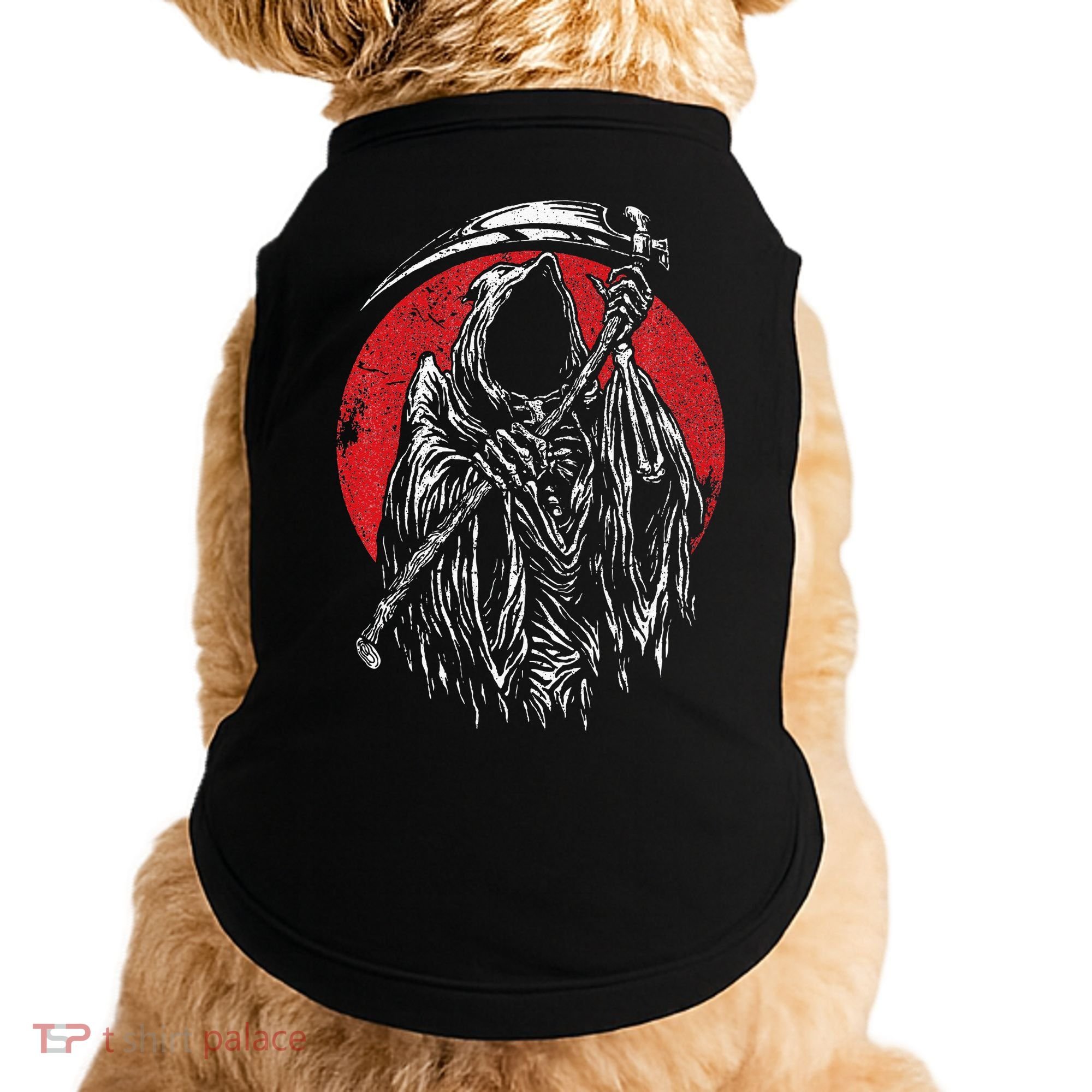 The Grim Reaper Skeleton Skull Death Scythe Grunge Horror Doggie Tank