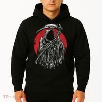 The Grim Reaper Skeleton Skull Death Scythe Grunge Horror Hoodie thumb 2