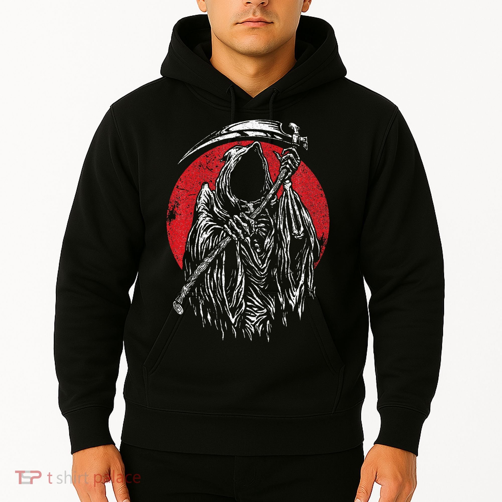 The Grim Reaper Skeleton Skull Death Scythe Grunge Horror Hoodie