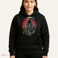 The Grim Reaper Skeleton Skull Death Scythe Grunge Horror Hoodie thumb 5