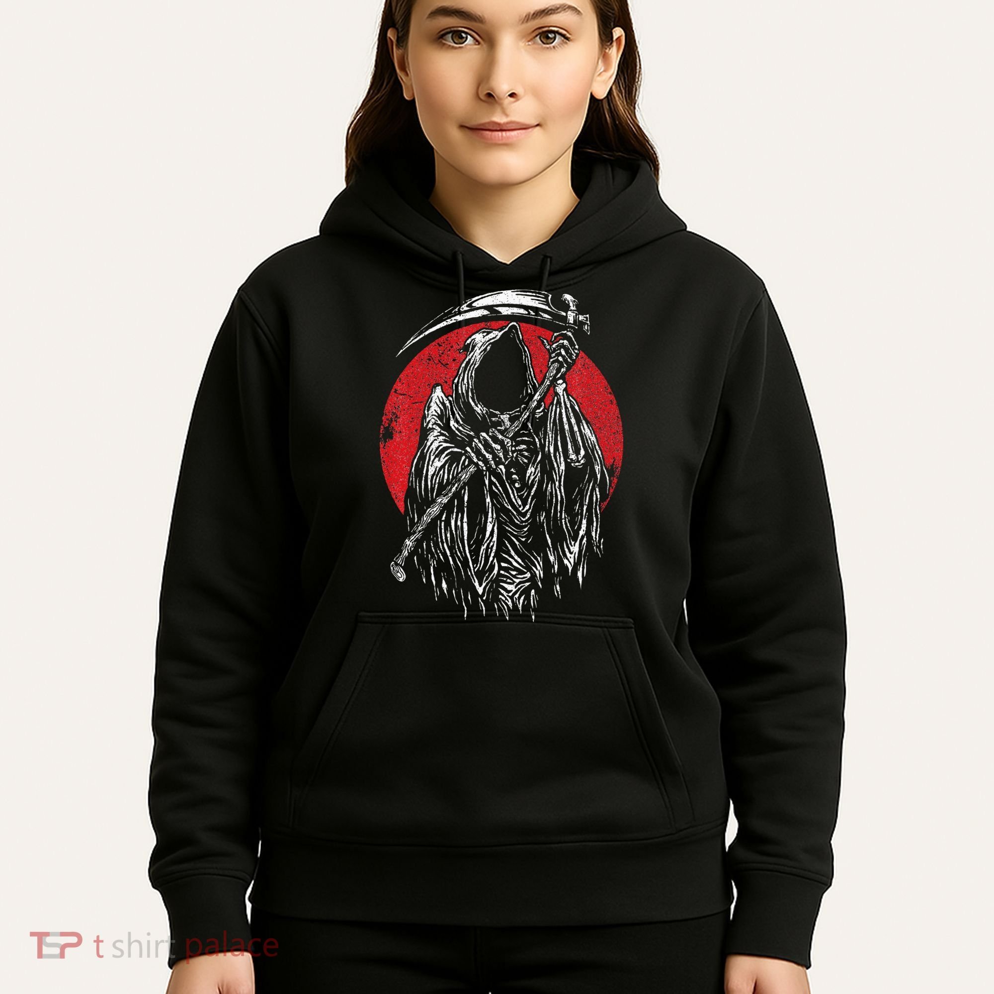 The Grim Reaper Skeleton Skull Death Scythe Grunge Horror Hoodie