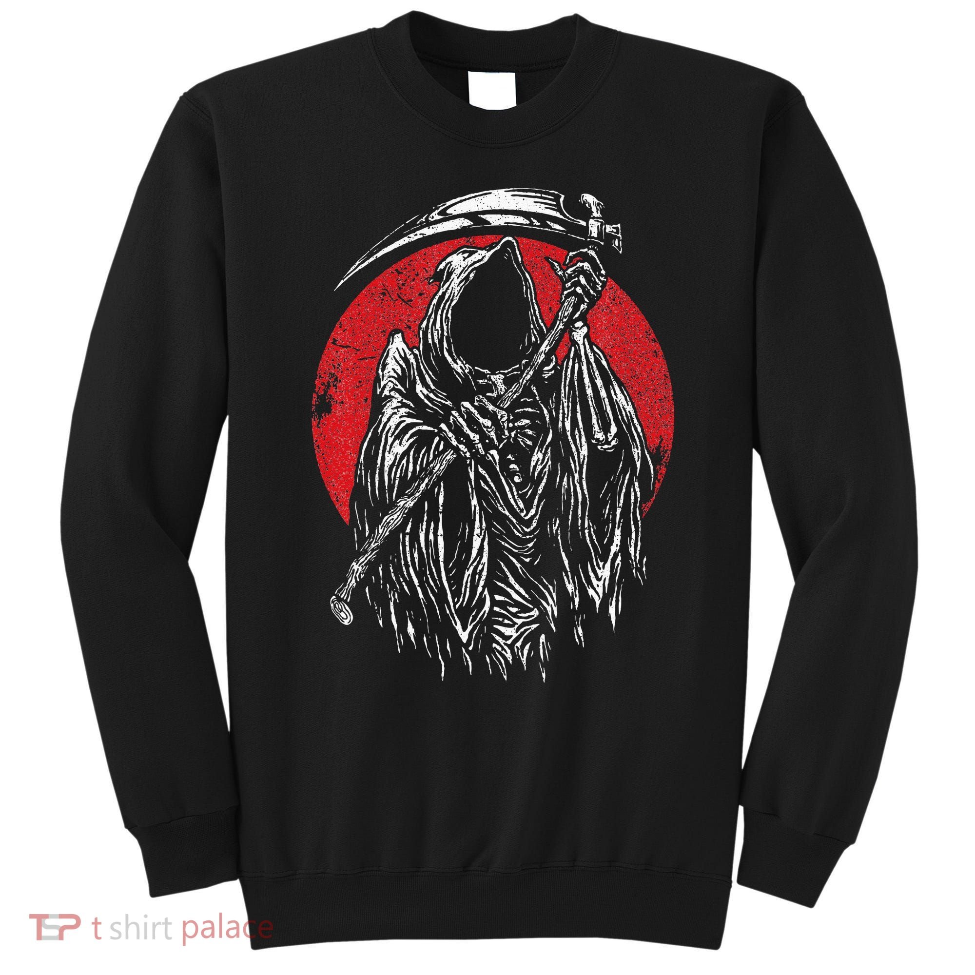 The Grim Reaper Skeleton Skull Death Scythe Grunge Horror Sweatshirt