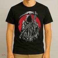 The Grim Reaper Skeleton Skull Death Scythe Grunge Horror T-Shirt thumb 3