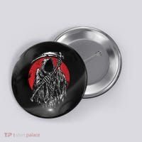 The Grim Reaper Skeleton Skull Death Scythe Grunge Horror Button thumb 0