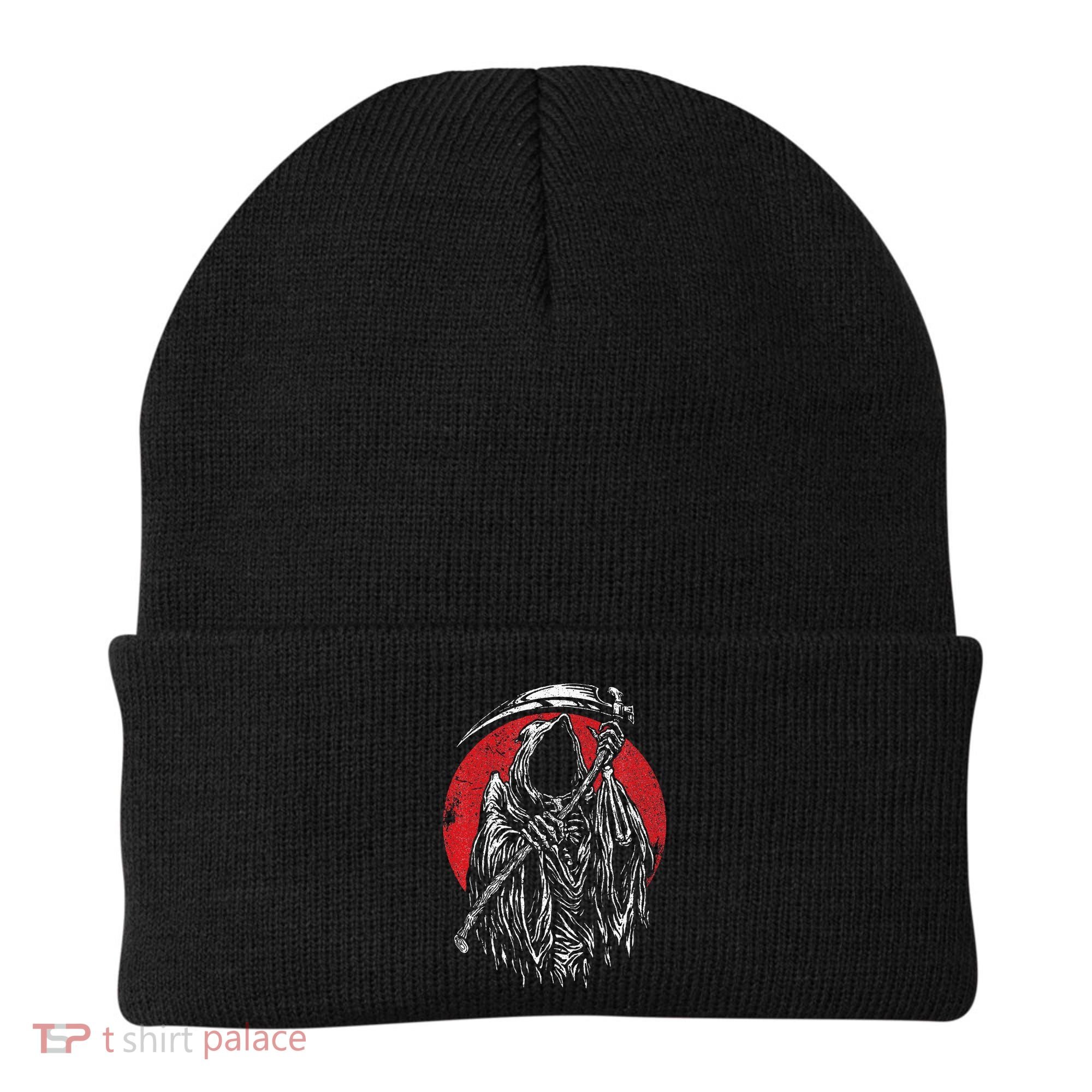The Grim Reaper Skeleton Skull Death Scythe Grunge Horror Beanie