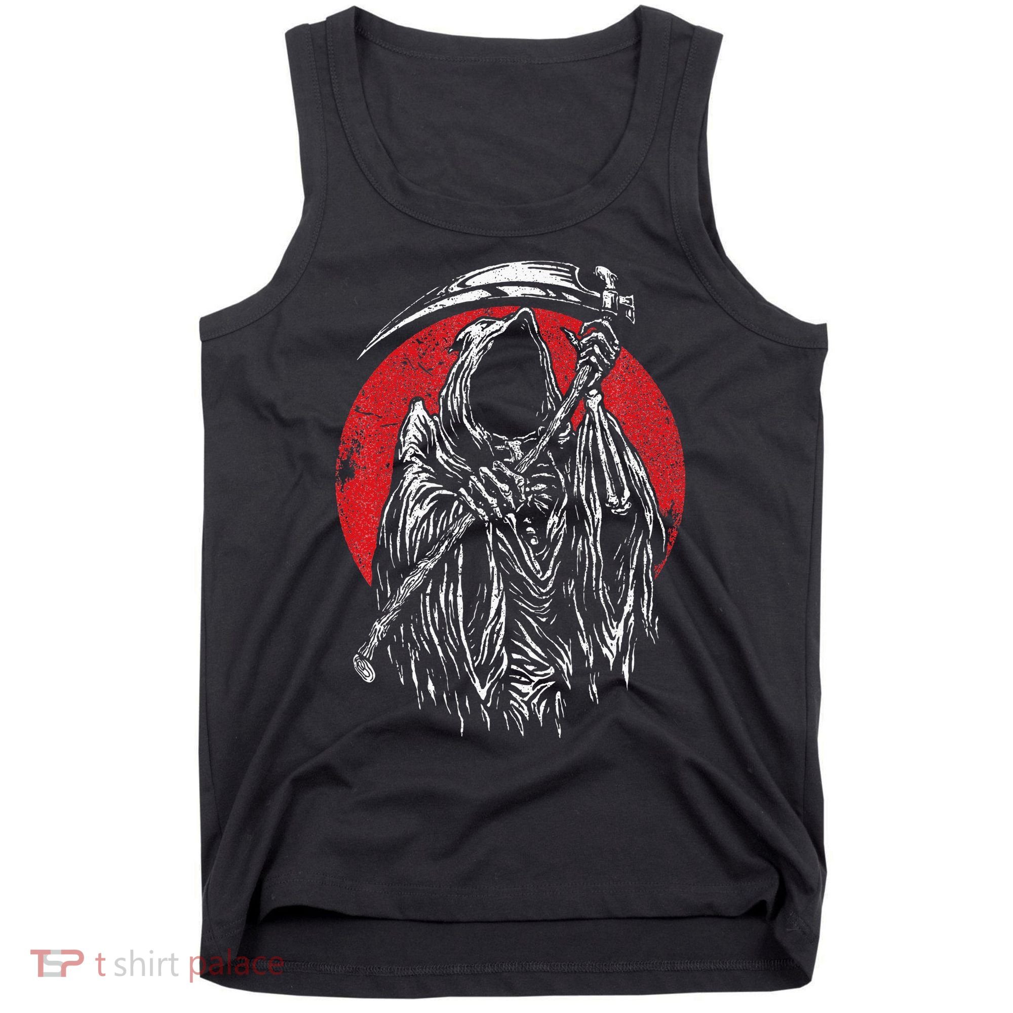 The Grim Reaper Skeleton Skull Death Scythe Grunge Horror Tank Top