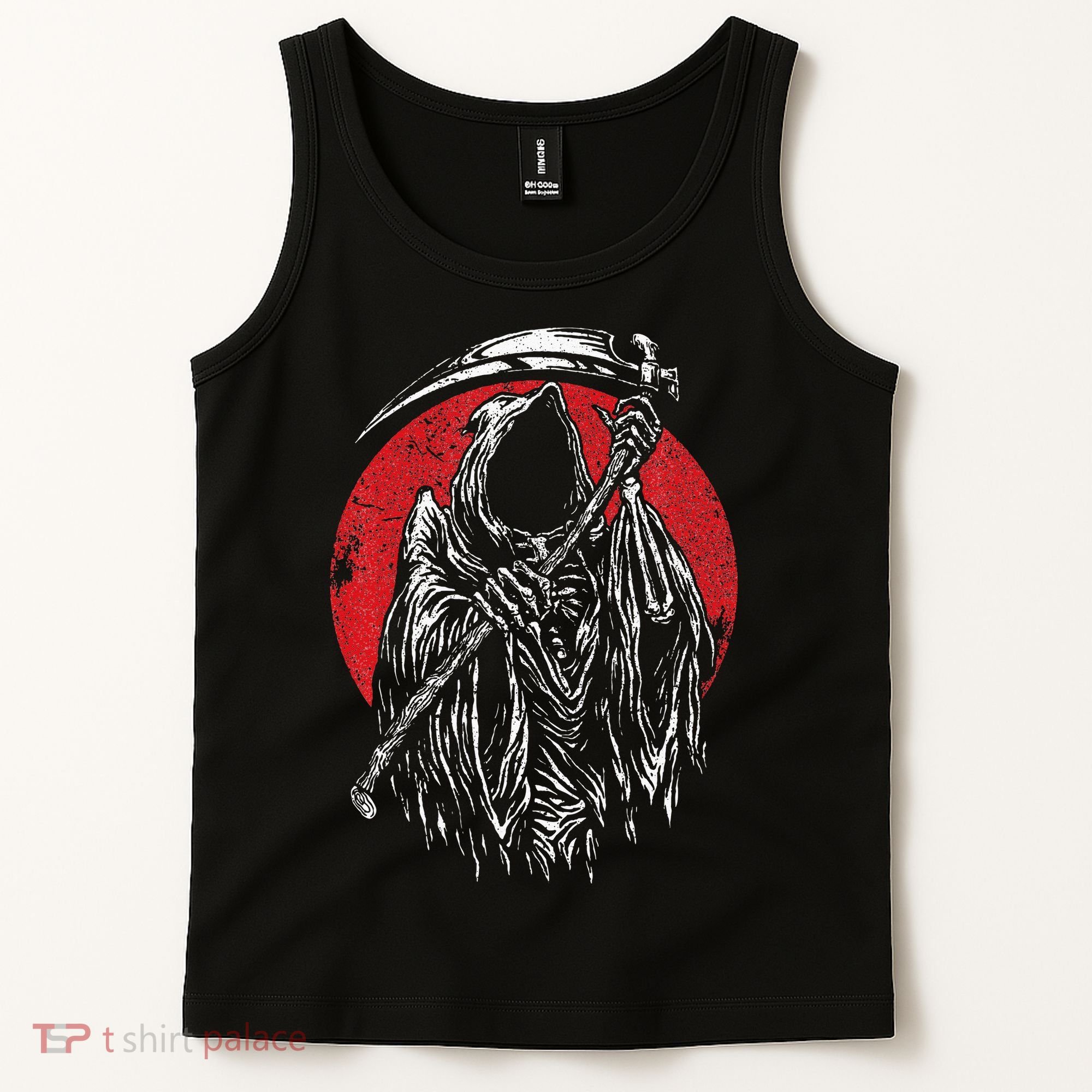 The Grim Reaper Skeleton Skull Death Scythe Grunge Horror Tank Top