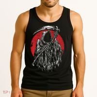 The Grim Reaper Skeleton Skull Death Scythe Grunge Horror Tank Top thumb 3