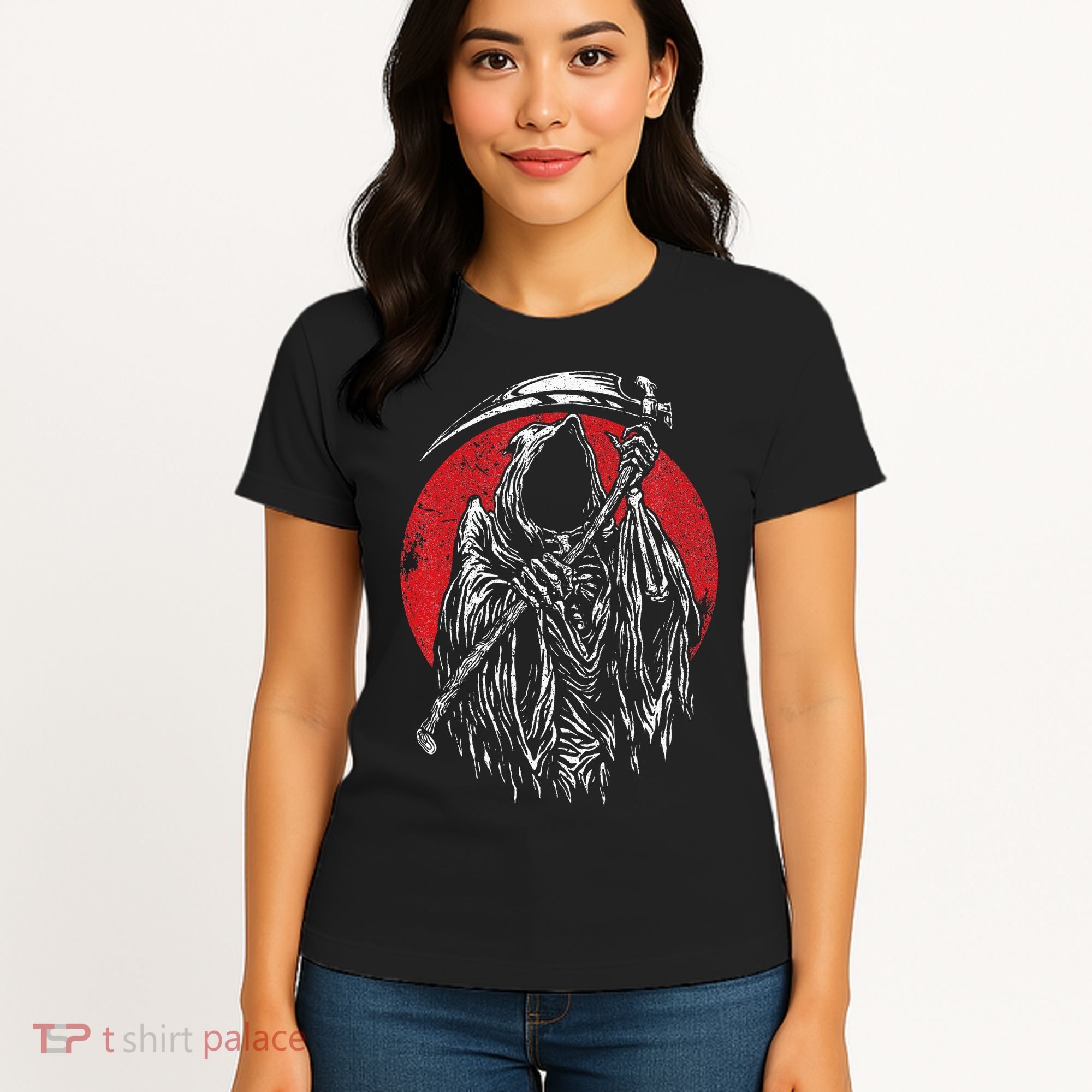 The Grim Reaper Skeleton Skull Death Scythe Grunge Horror Women's T-Shirt
