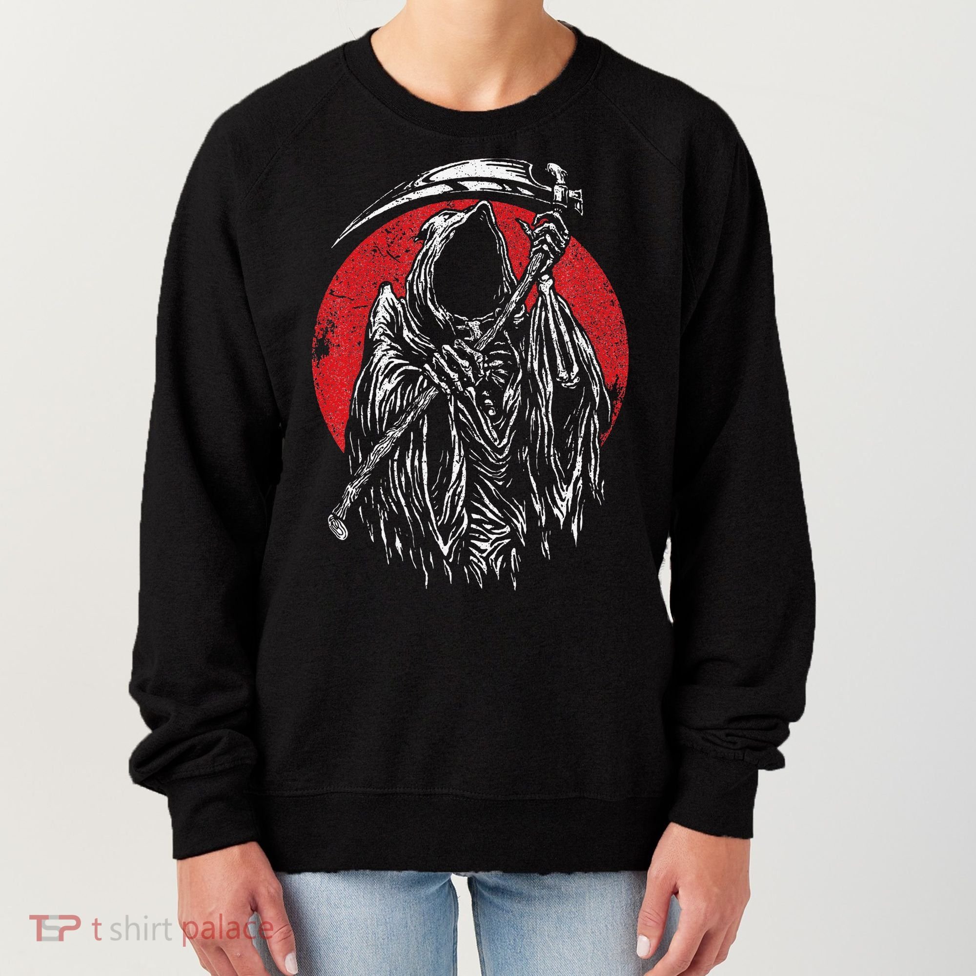 The Grim Reaper Skeleton Skull Death Scythe Grunge Horror Women's Sweatshirt