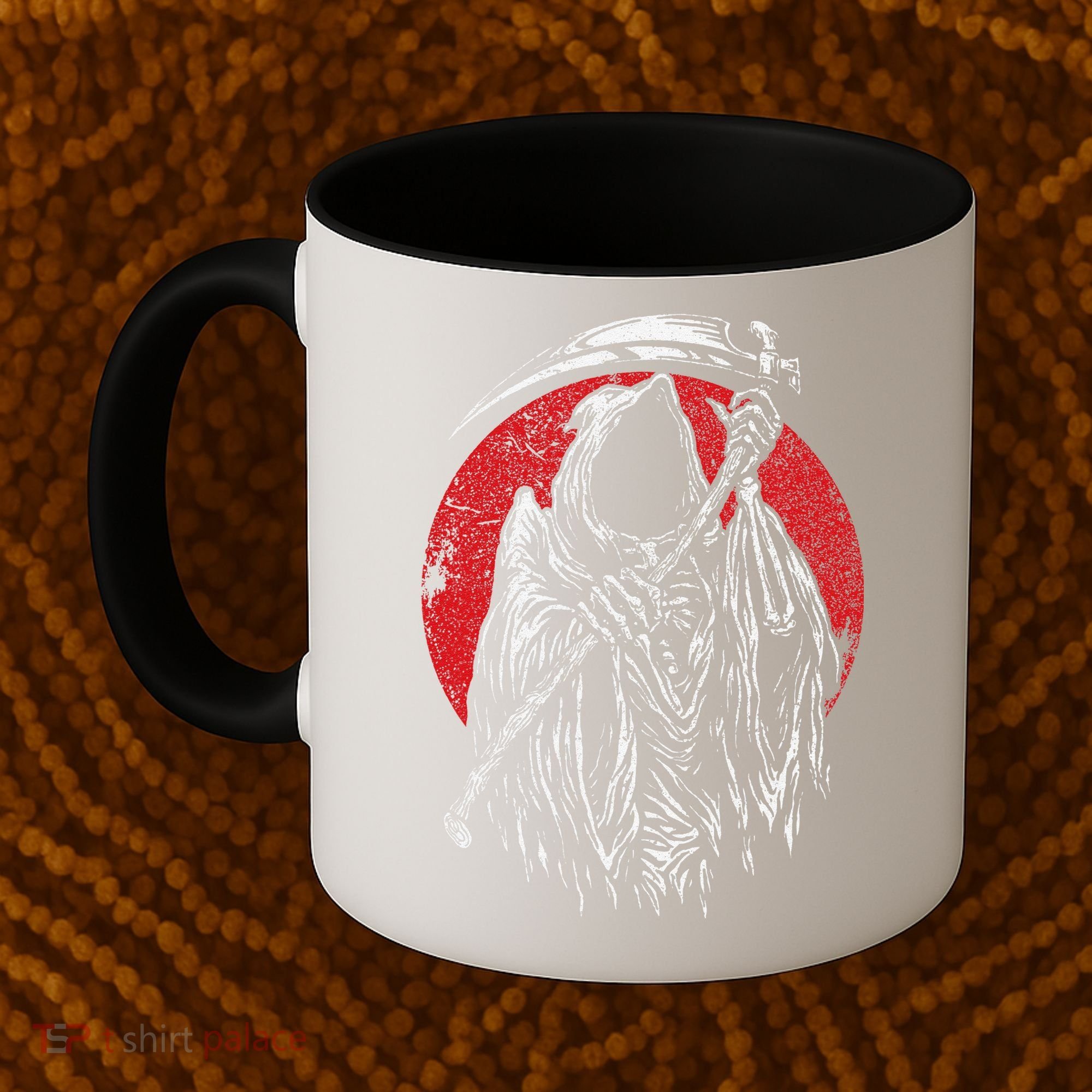 The Grim Reaper Skeleton Skull Death Scythe Grunge Horror Coffee Mug