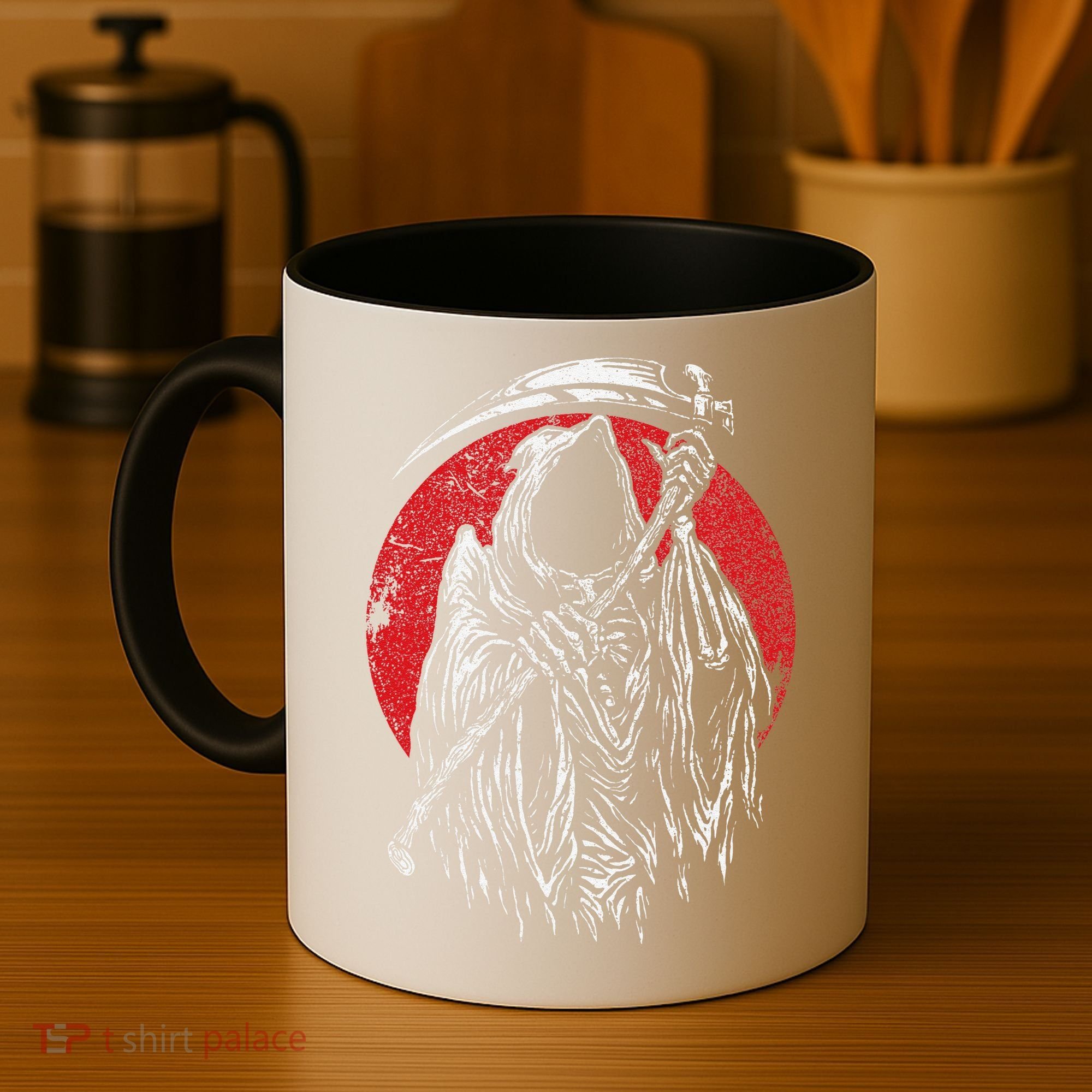 The Grim Reaper Skeleton Skull Death Scythe Grunge Horror Coffee Mug