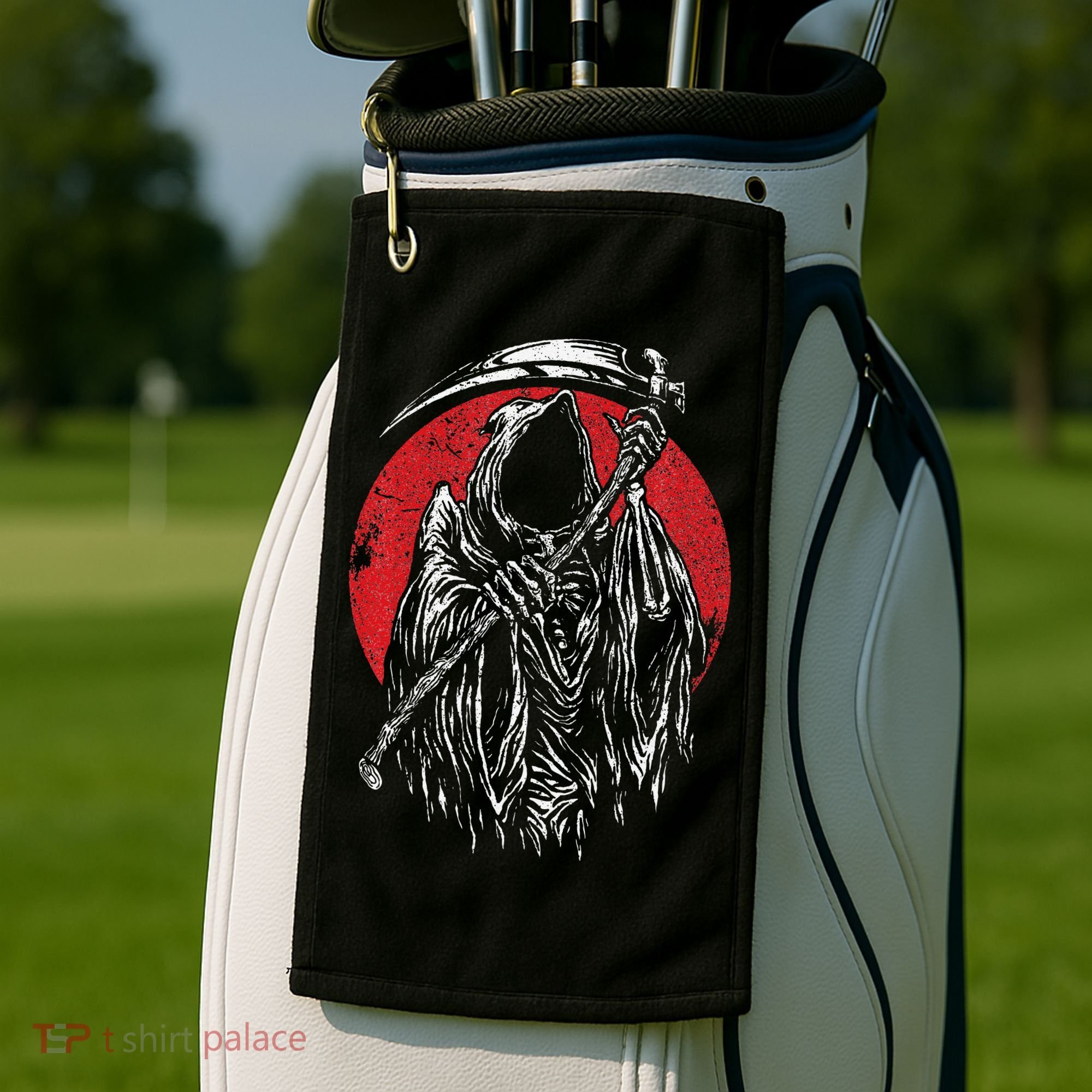 The Grim Reaper Skeleton Skull Death Scythe Grunge Horror Golf Towel