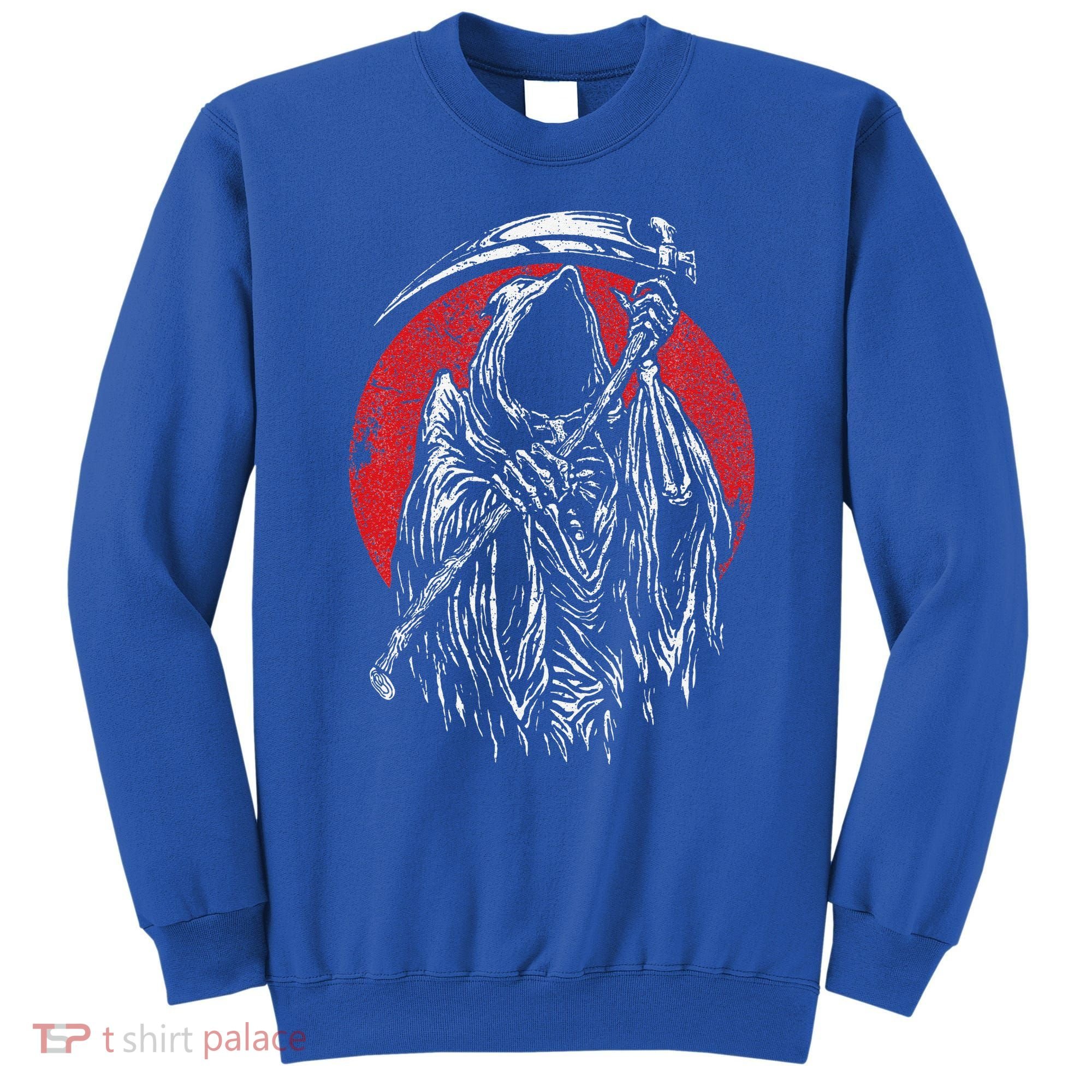 The Grim Reaper Skeleton Skull Death Scythe Grunge Horror Sweatshirt