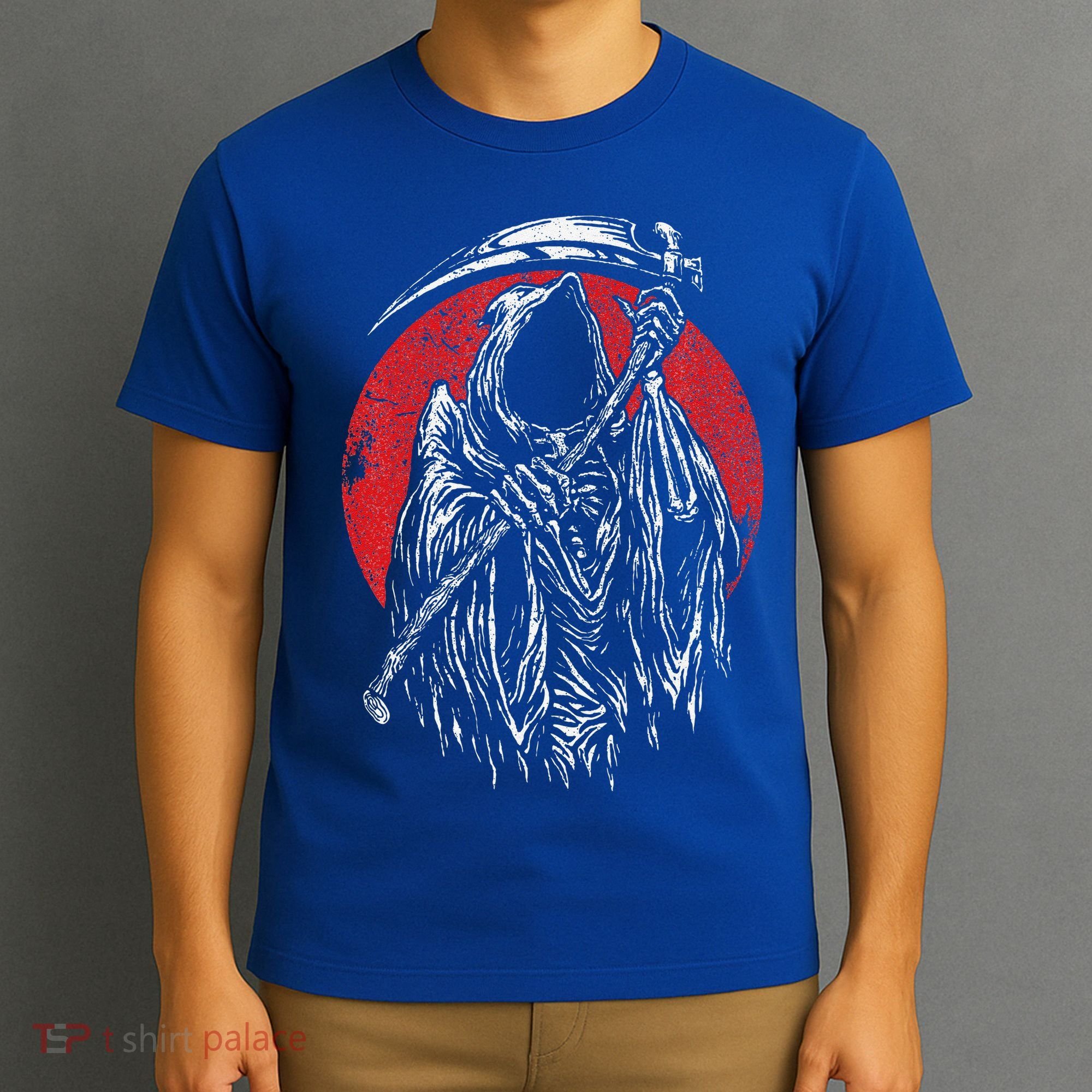 The Grim Reaper Skeleton Skull Death Scythe Grunge Horror T-Shirt